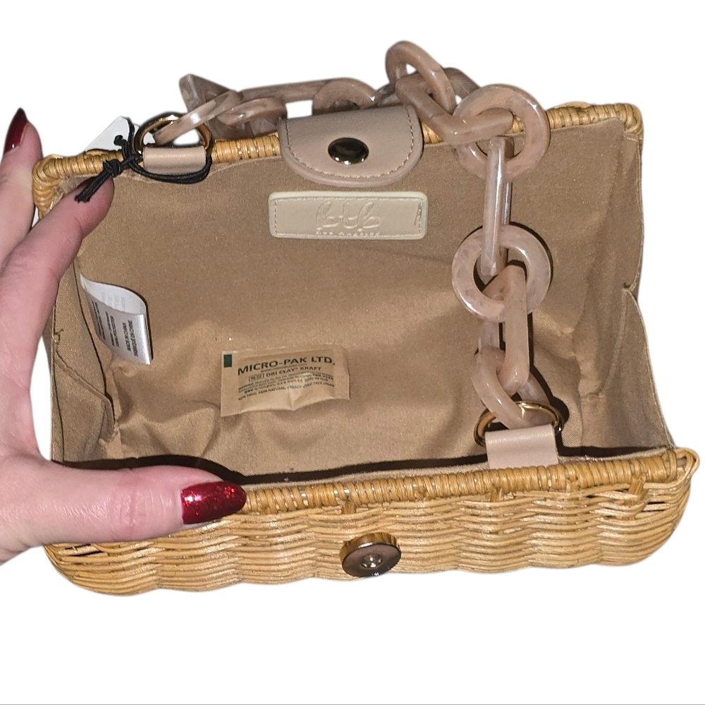 BTB Page Clutch Woven Straw Resin Strap 5x8x3 Handbag Purse NWT - Picture 6 of 8